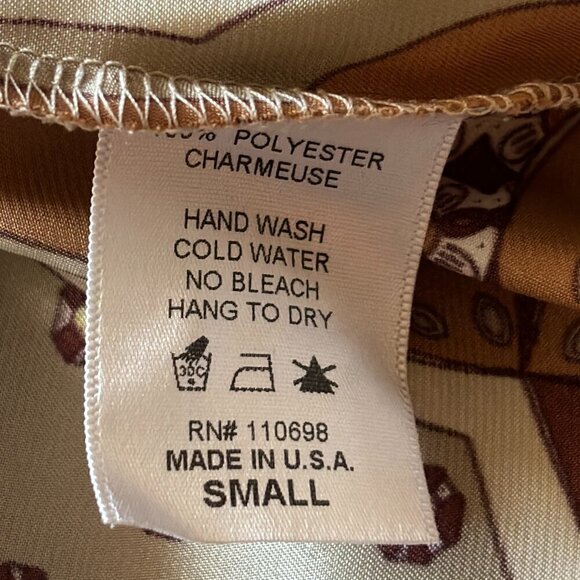 Equestrian Print Scoop Neck Belted Satin Tunic | Women's Size Small - Picture 9 of 11